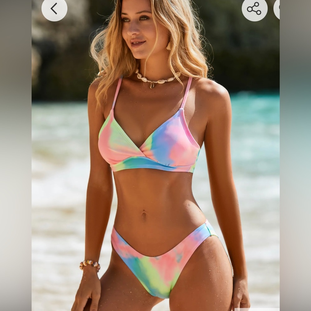 Cupshe Tie-Dye wash cheeky bikini NWT